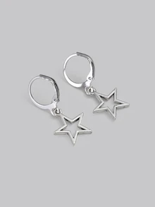 DareSee Chic Y2K-Inspired Hollow Star Alloy Earrings, Perfect For Everyday & Party Wear - Silver - View 2