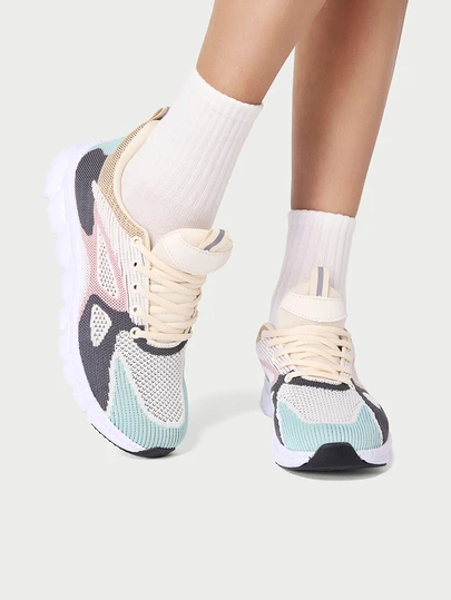 DareSee 多色女士公路跑鞋，完美搭配连帽衫时尚拼色系带运动鞋