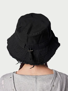 DareSee 1pc Women's Drawstring Fur Edge Bucket Hat Soft Fabric Windproof Sunshade Outdoor Fashion Elegant Gift Christmas - Multicolor - View 4