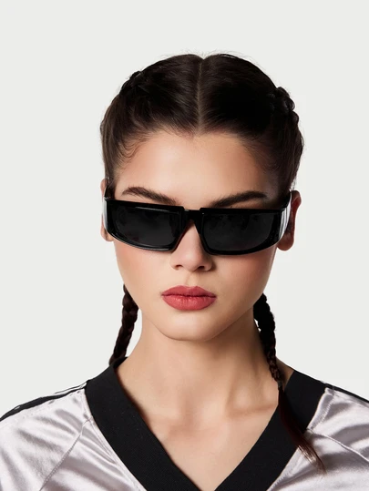 DareSee 1 件男女通用黑色框架环绕式装饰太阳镜，Y2K 时尚风格适合日常、旅行、音乐节，适合夏季海滩度假、户外、旅行