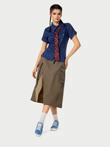 DareSee 平底休闲女式一脚蹬运动鞋，百搭舒适乐福鞋 - 藍色 - 查看 4