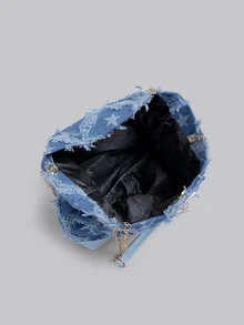 DareSee Fashionable Retro Large Capacity Crocodile Texture Women Shoulder Tote Bag - Blue - View 5