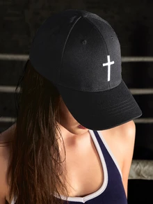 DareSee 1pc Men Cross Embroidered Baseball Cap For Spring And Autumn Daily Wear Casual - Black - View 3