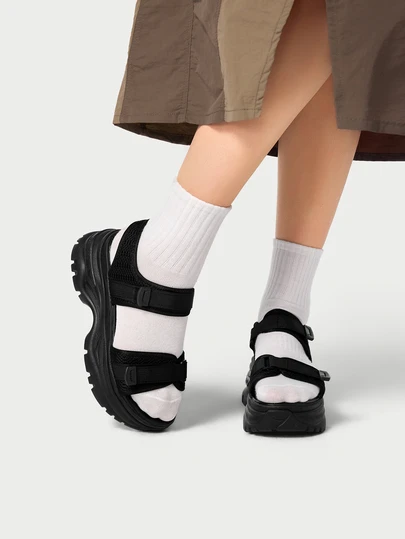 DareSee 女士运动凉鞋，新款夏季休闲鞋，厚底厚底，软底增高