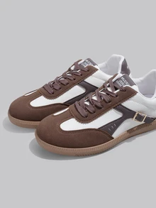 DareSee Women's Casual Sneakers, Retro Flat Buckle Design, Low-Top Lace-Up Trainers, Suitable For Daily Wear, All Seasons - Brown - View 5