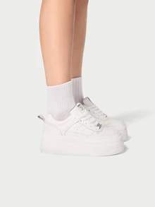 DareSee White Versatile Casual Women's Shoes, Fashionable Ladies' Platform Sneakers - White - View 2