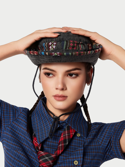 DareSee Boho Unisex Summer Outdoor Leisure Sun Hat Cowboy Anti-UV Fishing Cap For Men With Wide Brim (Button Placement And Fabric Pattern Random)