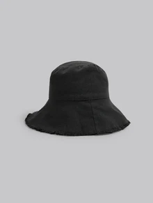 DareSee Solid Raw Trim Bucket Hat - Black - View 1