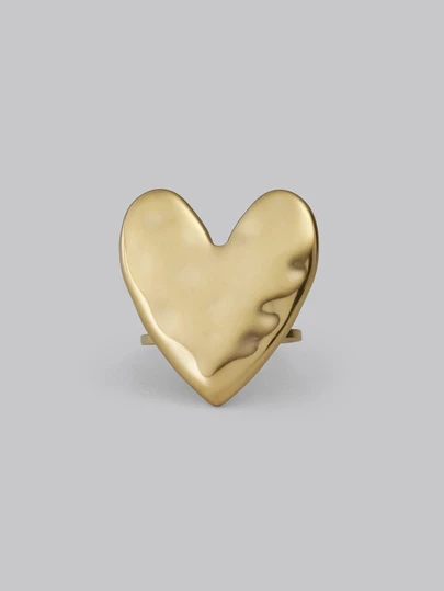 DareSee 1PC Sweet Texture Heart Open Rings For Women Gold Color Stainless Steel Ring Female Wedding Valentine's Day Jewelry Decoration