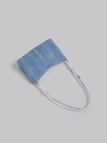 DareSee 1pc Gold Color Crescent Moon Sequin Decorated PVC Women Shoulder Bag, New Arrival Music Fest - Blue - View 5