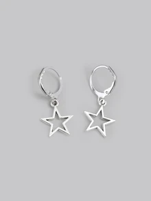 DareSee Chic Y2K-Inspired Hollow Star Alloy Earrings, Perfect For Everyday & Party Wear - Silver - View 1