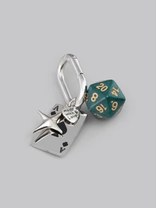 DareSee 1pc Unisex Creative Cartoon Dice Keychain Metal Playing Card Pendant Fashionable Bag Charm Cross - Multicolor - View 4