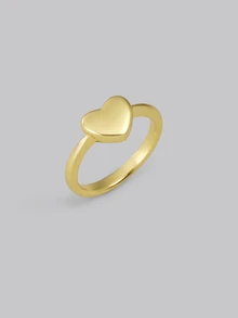 DareSee 1pc Gold-Tone Alloy Ladies' Fashionable Simple Heart Ring Valentines, Mom, Mother, Mother's Day, Gift - Gold - View 2