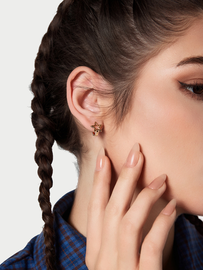 DareSee 1pair Fashion Stainless Steel Star Decor Hoop Earrings For Women For Daily Decoration