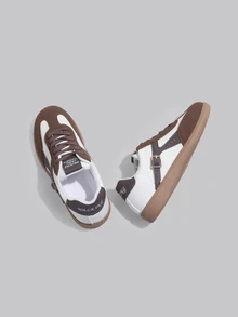 DareSee Women's Casual Sneakers, Retro Flat Buckle Design, Low-Top Lace-Up Trainers, Suitable For Daily Wear, All Seasons - Brown - View 2