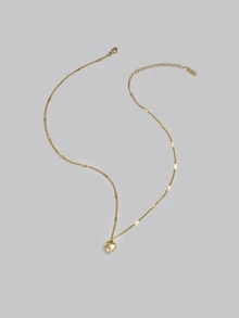 DareSee 1pc Luxury Design Heart Shaped Stainless Steel Necklace With 18K Gold Plating, Hypoallergenic Pendant Gift For Women Valentines,Mom,Mother,Mother's Day,Gift - Yellow Gold - View 2