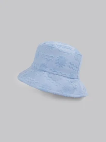 DareSee 1pc Polyester Casual Street Style Sun Wave Pattern Bucket Hat, Suitable For Spring, Summer, Autumn And Winter Winter Outfits - Baby Blue - View 3