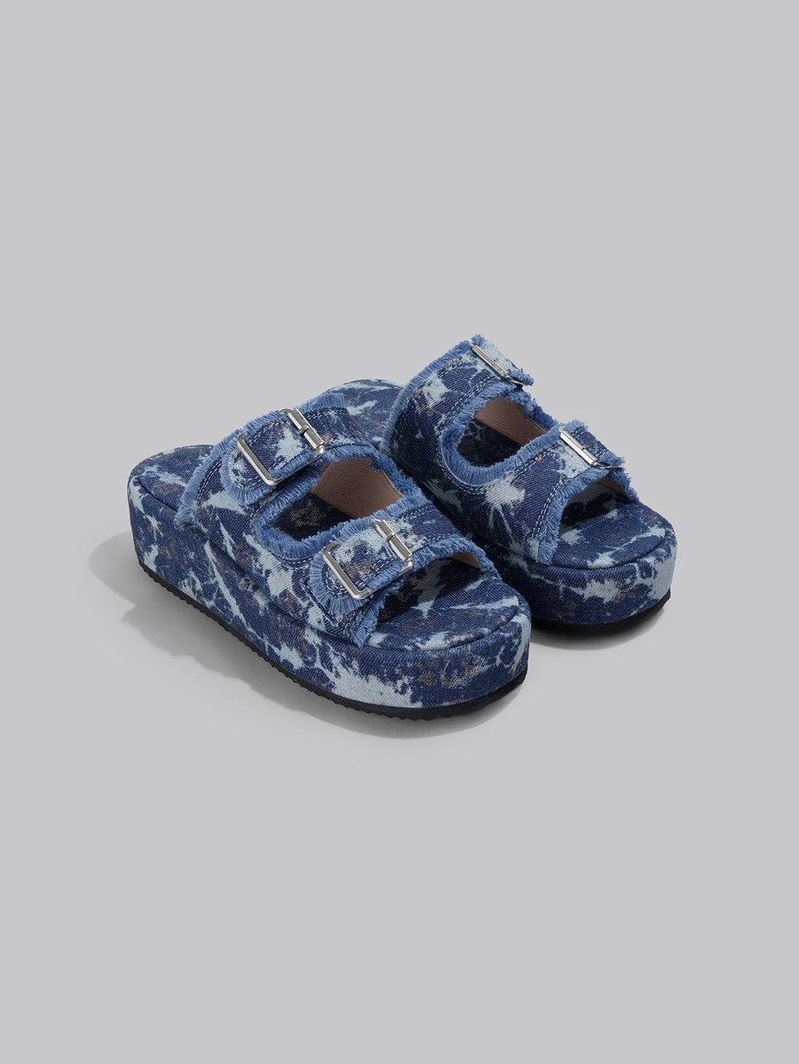 DareSee Damen Plateau-Sandalen (fallen groß aus), Sommer Lässig wasserdichte Keilpantoletten, modische Slides, geeignet für den täglichen und Urlaubsgebrauch - Blau - Übersicht 1