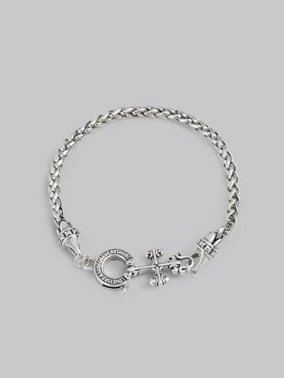 DareSee 1 pezzo Elegante braccialetto con catena intrecciata, charm a croce e a ferro di cavallo, adatto per uso quotidiano da donna