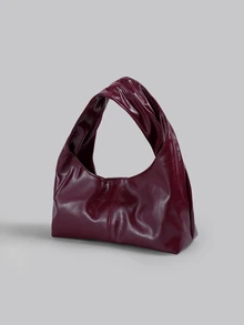 DareSee Fashionable Retro Pleated Small Cloud Handbag, Versatile Casual Shoulder Bag For Women - Burgundy - View 2