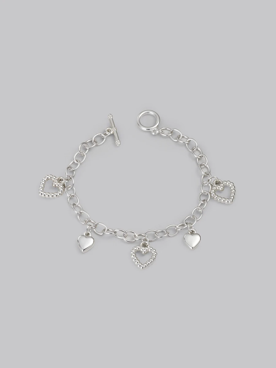 DareSee 1pc Chain Link Heart Pendant CCB Bracelet, Suitable For Daily Wear Valentines,Mom,Mother,Mother's Day,Gift - Silver - View 1