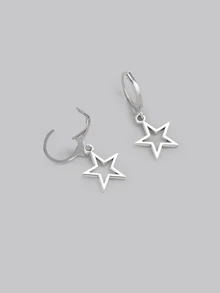 DareSee Chic Y2K-Inspired Hollow Star Alloy Earrings, Perfect For Everyday & Party Wear - Silver - View 3