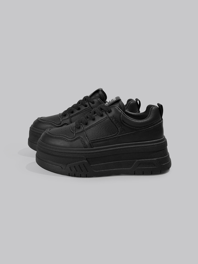 DareSee Women's Platform Sneakers, Casual Lace-Up Solid Color Letter Printed Black Sporty Shoes, Suitable For All Seasons Music Fest Halloween