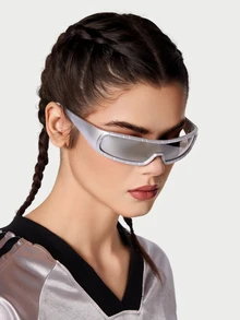 DareSee 1 副男女通用 Y2K 未来派赛博朋克风格时尚无框眼镜 - 銀色 - 查看 3