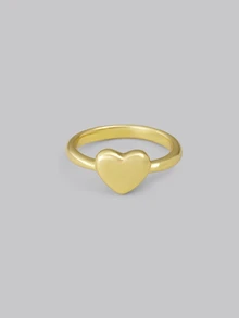 DareSee 1pc Gold-Tone Alloy Ladies' Fashionable Simple Heart Ring Valentines, Mom, Mother, Mother's Day, Gift - Gold - View 1