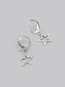 DareSee Chic Y2K-Inspired Hollow Star Alloy Earrings, Perfect For Everyday & Party Wear - Silver - View 4