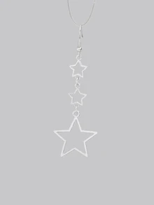 DareSee 1 par de pendientes de estrella hueca de acrílico de colores plateado y multicolor, adecuados para uso diario de mujeres - Plateado - Ver 2