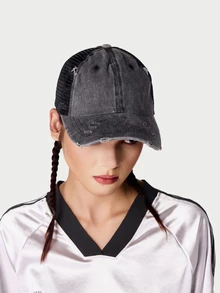 DareSee قبعة بيسبول ذيل الحصان الكلاسيكية، قبعة شاحنة مشبكة مهترئة وقديمة، قابلة للتنفس وقابلة للتعديل، مناسبة للنساء والفتيات - متعدد الألوان - مشاهدة 4