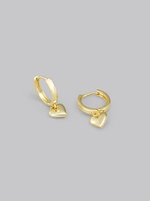 DareSee 1 đôi bông tai hình trái tim dáng dài cho nữ, làm bằng thép không gỉ, kiểu dáng vòng tròn, quà tặng đôi cho các cô gái tham dự lễ hội âm nhạc. - Vàng - Xem 2