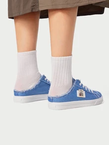 DareSee 平底休闲女式一脚蹬运动鞋，百搭舒适乐福鞋 - 藍色 - 查看 3