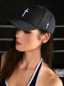 DareSee 1pc Men Cross Embroidered Baseball Cap For Spring And Autumn Daily Wear Casual - Black - View 2