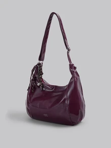 DareSee Túi đeo vai dung tích lớn thời trang dành cho nữ, túi tote thiết kế theo phong cách lễ hội âm nhạc. - Màu Đỏ Sâu - Xem 2