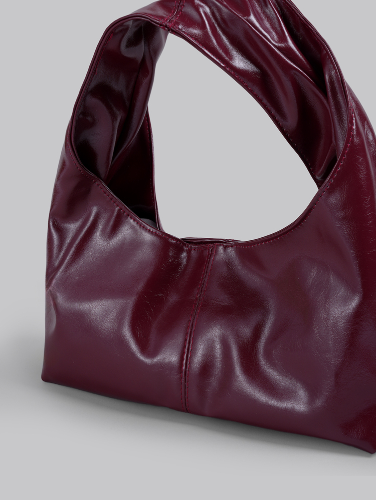 DareSee Bolso de mano pequeño con pliegues en forma de nube con estilo retro, bolso de hombro casual y versátil para mujeres - Burdeos - Añade 6