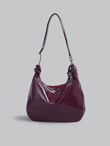 DareSee Túi đeo vai dung tích lớn thời trang dành cho nữ, túi tote thiết kế theo phong cách lễ hội âm nhạc. - Màu Đỏ Sâu - Xem 3