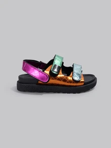 DareSee 2025 Summer New Candy Color Thick Sole Hook And Loop Beach Sandals, Outdoor Wear Music Fest Halloween - Green - View 3