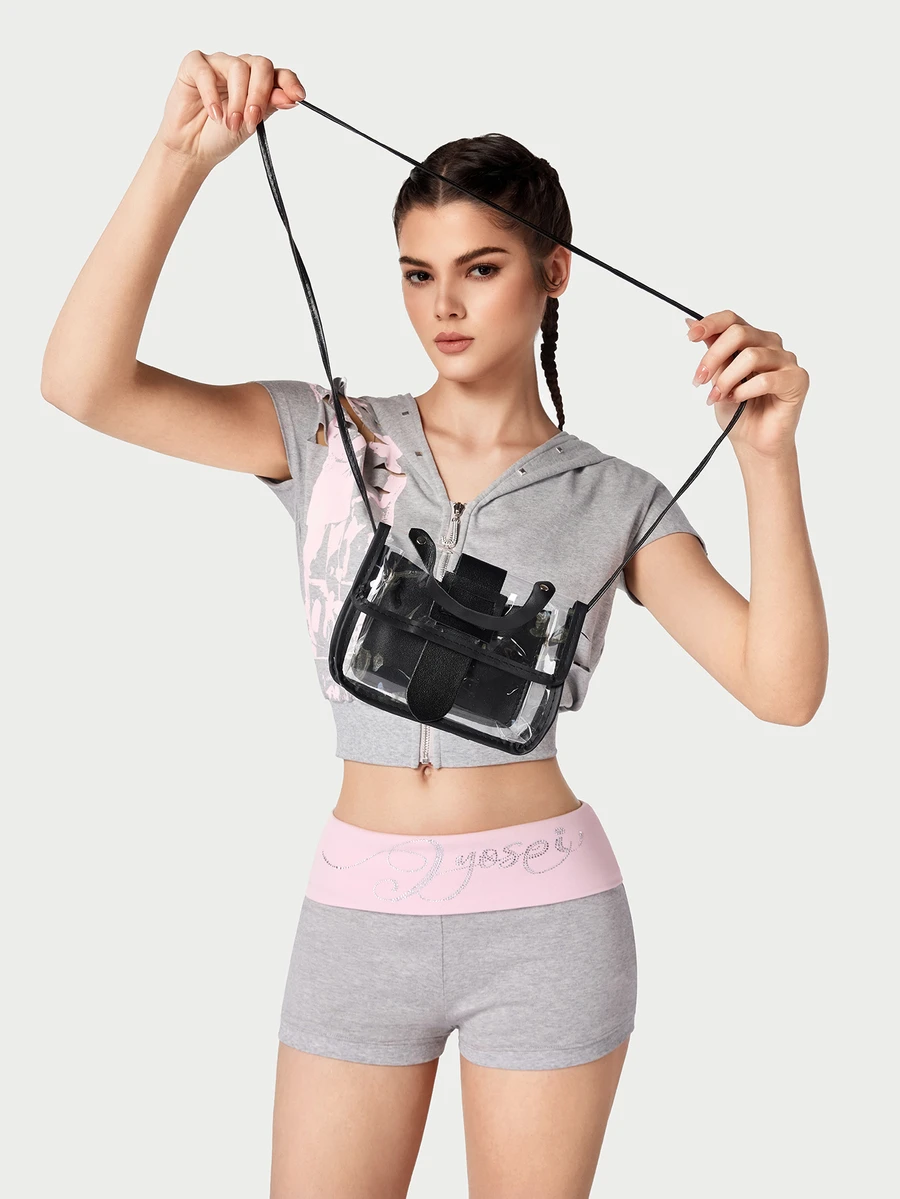 DareSee Compact Fresh Transparent Jelly Bag, Fashionable Small Square Bag, Handbag, Women's Shoulder Crossbody Bag, Minimalist Small Bag, Transparent Small Square Bag, Fashionable Women's Shoulder Handbag, Perfect Gift For Valentine's Day, Holidays Or Anniversary - Multicolor - View 1