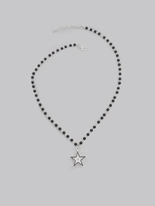 DareSee 5pcs Simple Star Hollow Choker Necklace Pendant Neck Jewelry Grunge Charm Accessories Women Men's Fashion Party Chain Necklace - Star - View 3