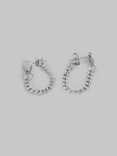 DareSee 1 对时尚迷人不锈钢仿制心形链耳环，女士日常时尚珠宝配饰，生日派对礼物情人节、妈妈、母亲、母亲节、礼物