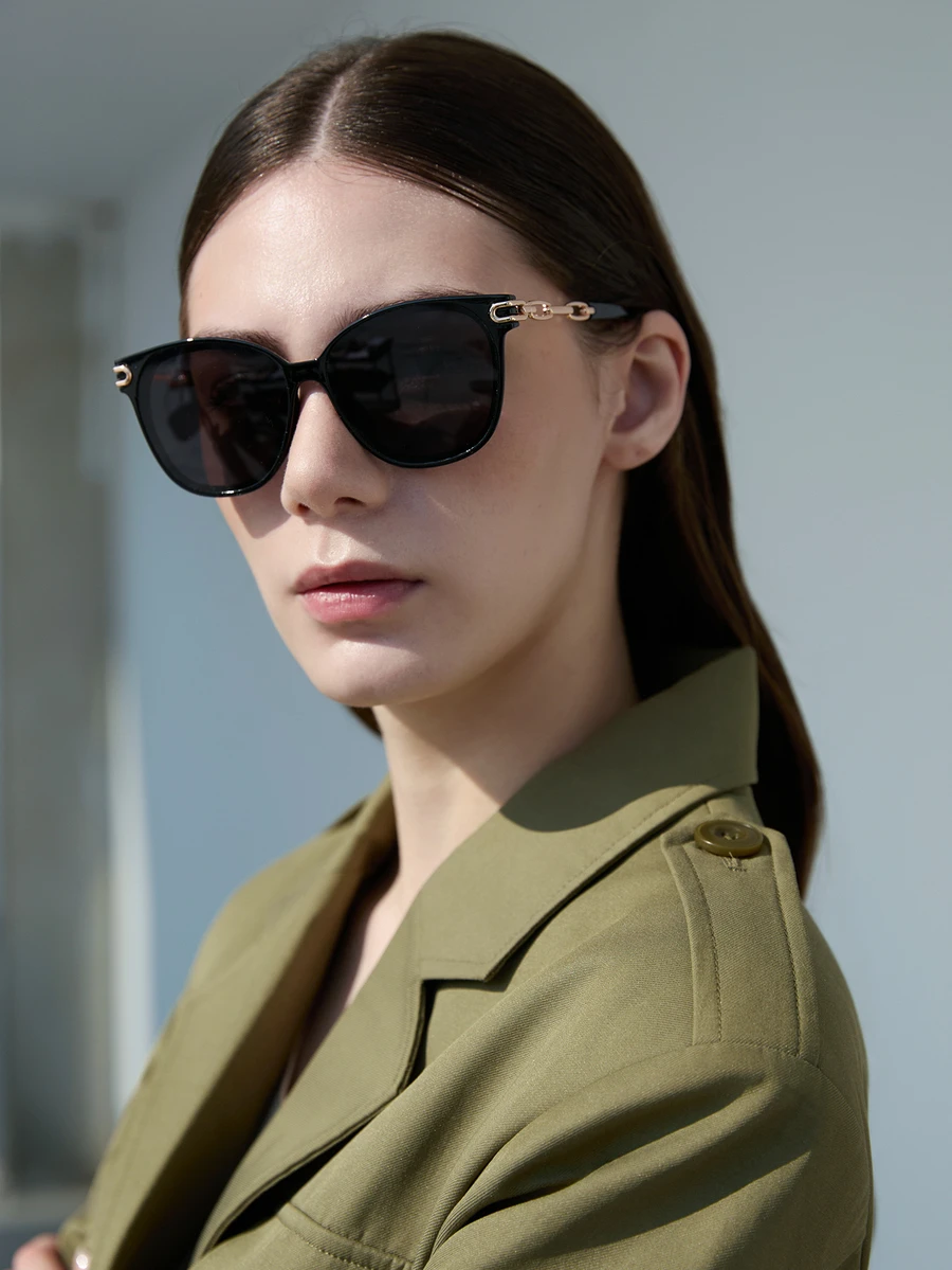 CHICVUE 1pc Plastic Frame & Metal Leg Fashion High-End Glasses Winter Gifts - Grey - View 1