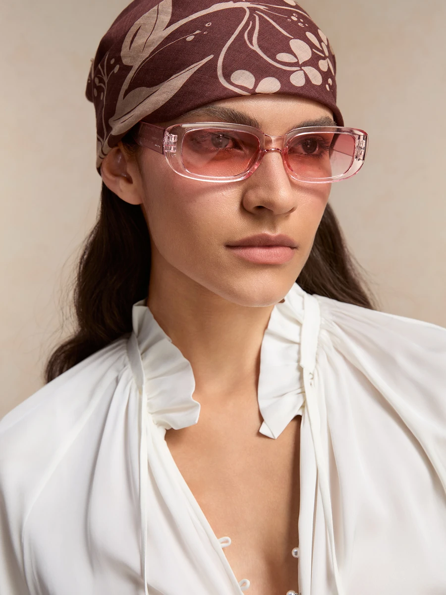 Tropiscape modernos com armação quadrada estilo Y2K, ideais para praia, fotografia e uso diário. Acessórios casuais para praia, para outono e inverno, perfeitos para um look campestre e de verão. - Baby Rosa - Ver 1