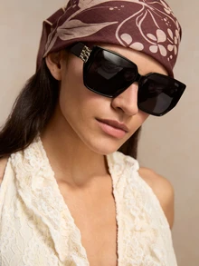 Tropiscape Vintage Square Oversized Thick Frame Plastic Sunglasses Fashion Classic Outdoor Travel Beach Vacation Uv Protection Eyewear Sunglasses Beach Sun Glasses Beach Accessories For Women Sun Glasses Sunglasses Shades Basics And Suit For Sweater Jeans Sweatpants Hoodie Jackets Dress And Long Sleeve Shirt Fashionable Shade Elegant Outfit Family Outings Travel Vacation Holiday For Summer Beach Vacation,Outdoor,Travel Cottagecore,SummerOutfit - Black - View 4