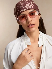 Tropiscape modernos com armação quadrada estilo Y2K, ideais para praia, fotografia e uso diário. Acessórios casuais para praia, para outono e inverno, perfeitos para um look campestre e de verão. - Baby Rosa - Ver 5