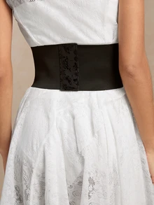 Tropiscape Women's Elastic Waistband With Butterfly Decorative Buckle, Belt Wide Tie Waist Strap, Fashion Accessory For Shirt Dress Waist Trainer Women Corset Belt Accessories For Ladies For Dress Western Cowboy Cowgirl Country Wear Vintage Black Belt Women Corset Belt For Dress,Waist Trainer Waist-Shaping For Waist Slimming And Tummy Control Gifts - Black - View 4