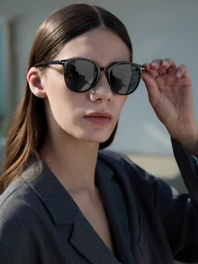CHICVUE 1 pieza con montura cuadrada de moda y estilo vintage para mujer, accesorios de playa, gafas para usar a diario, atuendos de mujer casuales y de negocios, regalos para verano, vacaciones, exteriores y viajes. - Negro - Ver 3