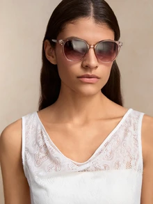 Tropiscape 1副女士圆形时尚眼镜，配有可爱装饰透明镜片，适合户外活动、海滩佩戴，是女士度假休闲的理想之选，也是秋冬季的礼物佳品。 - 彩色 - 查看 1