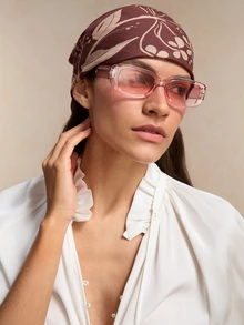 Tropiscape modernos com armação quadrada estilo Y2K, ideais para praia, fotografia e uso diário. Acessórios casuais para praia, para outono e inverno, perfeitos para um look campestre e de verão. - Baby Rosa - Ver 3
